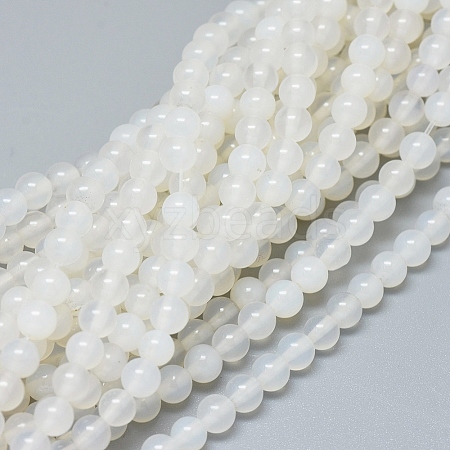 Natural White Agate Beads Strands G-D0005-27-4mm-1