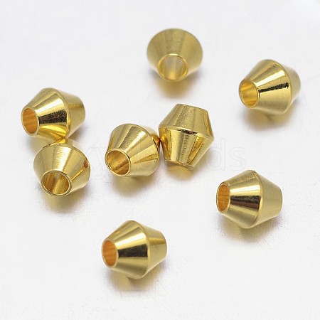 Bicone Brass Spacer Beads KK-L105-03G-1