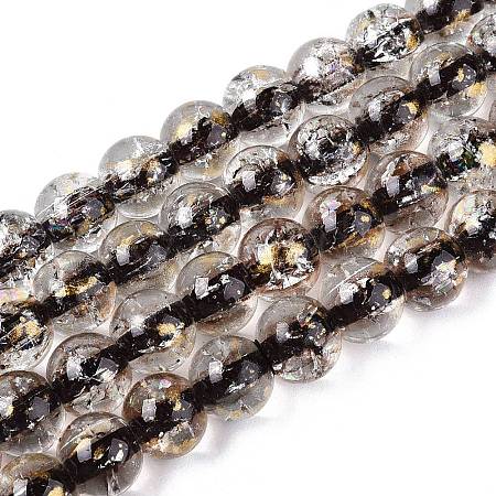 Crackle Transparent Glass Beads Strands GLAA-N030-8mm-01B-1