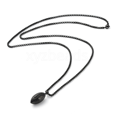 PVD Vacuum Plating 304 Stainless Steel Rugby Pendant Necklaces NJEW-Z023-02EB-1