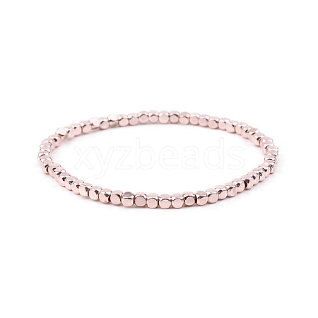Gold-tone Miyuki Elastic Crystal Beaded Bracelet with Acrylic Tube Beads ST8144719-1