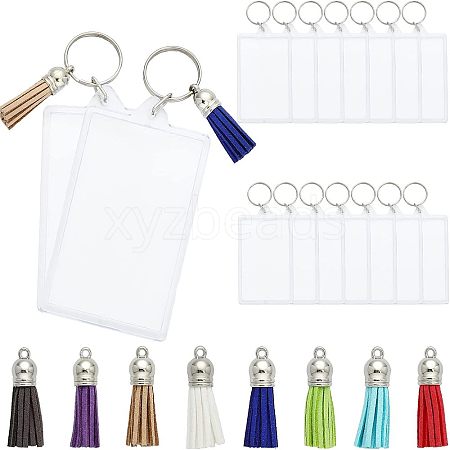 CHGCRAFT 16Pcs Rectangle Acrylic Photo Frame Keychain KEYC-CA0001-34-1