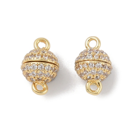 Rack Plating Brass Micro Pave Cubic Zirconia Magnetic Clasps with Loops LS-KK-A224-11G-1