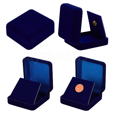 Flocking ABS Plastic Badge and Medal Keepsake Boxes CON-WH0200-02G-1