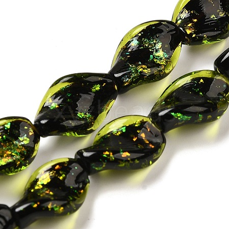 Handmade Dichroic Foil Glass Beads Strands DICH-U001-08B-1