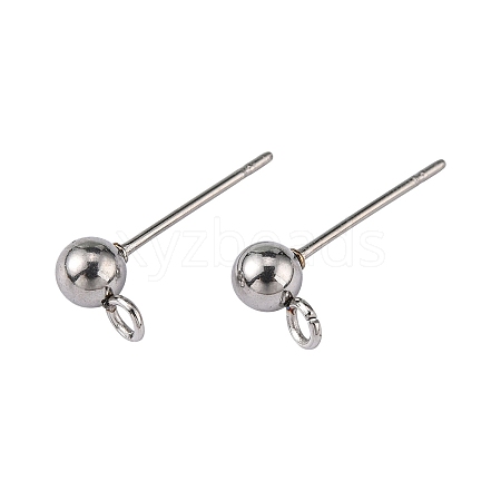 304 Stainless Steel Ball Post Stud Earring Findings STAS-R043-1