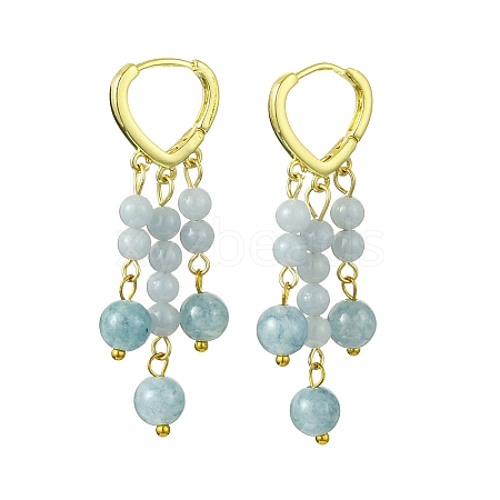 Natural Mixed Stone Hoop Earrings EJEW-JE06003-1