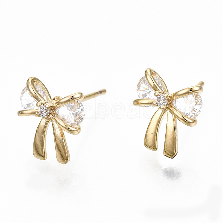 Brass Stud Earrings KK-T062-44G-NF-1