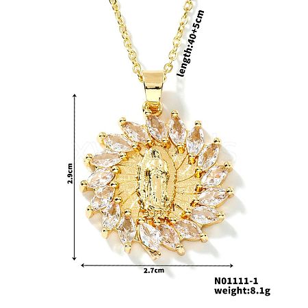 Brass Cubic Zirconia Windmill Design Virgin Mary Pendant Exquisite Necklaces GQ0358-1-1