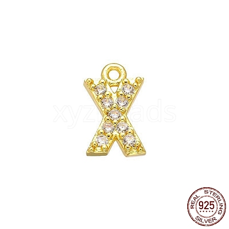 Real 18K Gold Plated 925 Sterling Silver Micro Pave Clear Cubic Zirconia Charms STER-P054-10G-X-1