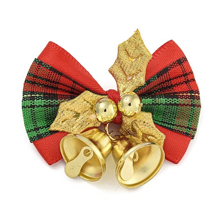 Cloth & Iron Christmas Bowknot Bell Hanging Ornaments  HJEW-S004-01A-1