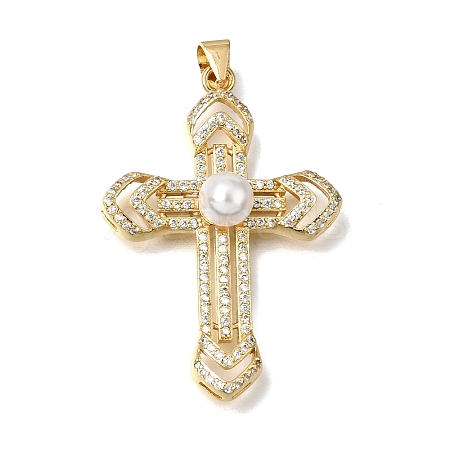 Brass Micro Pave Clear Cubic Zirconia Pendants CU-CBA9883-03A-G-1