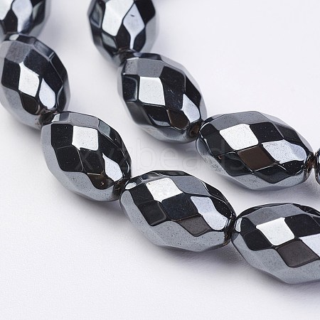 Non-magnetic Synthetic Hematite Beads Strands G-F396-13-8x12mm-1