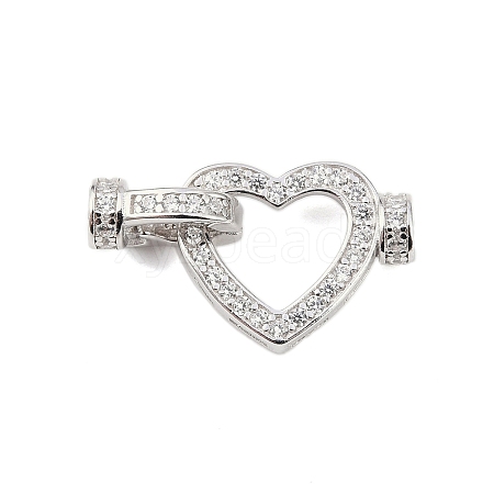 925 Sterling Silver Micro Pave Clear Cubic Zirconia Fold Over Clasps STER-P060-42P-1