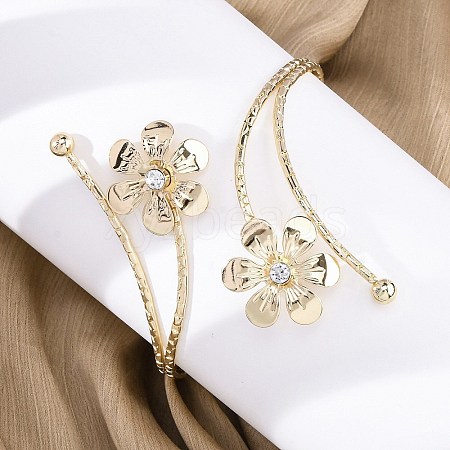 Lotus Alloy Arm Cuff Bangles for Girl Women LS-AJEW-A063-01E-G-1