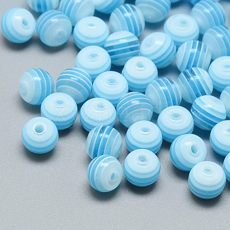 Transparent Stripe Resin Beads X-RESI-S345-8mm-04-1