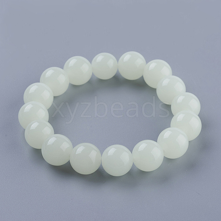 Synthetic Luminous Stone Beaded Stretch Bracelet BJEW-P203-10mm-01A-1