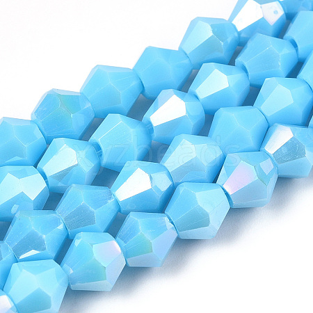 Opaque Solid Color Electroplate Glass Beads Strands EGLA-A039-P6mm-B12-1