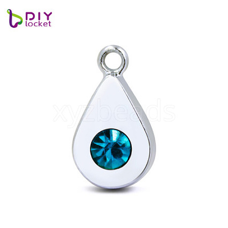 Platinum Plated Alloy Glass Rhinestone Charms PALLOY-TAC0015-01L-1