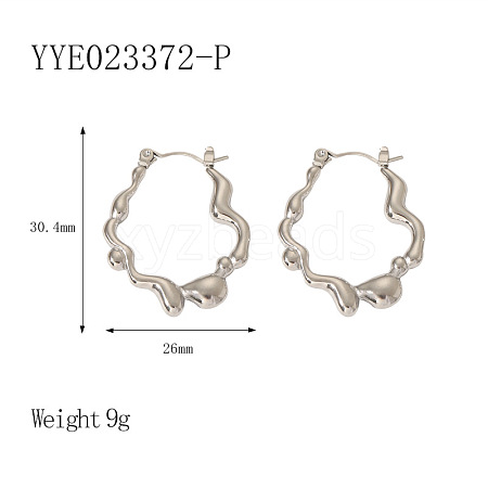 French Vintage Stainless Steel Hoop Earrings YQ8592-9-1