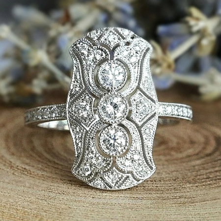 Retro Brass & Cubic Zirconia Finger Rings FS-WGF6FC6-03-1