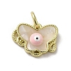 Evil Eye Enamel Shell Brass Butterfly Charms with Jump Rings KK-E092-27G-01-1