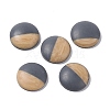 Two Tone Wood Grain Frosted Imitation Leather Style Resin Cabochons RESI-G053-01E-3