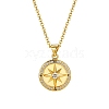 Brass Clear Cubic Zirconia Compass Pendant Cable Chain Necklaces PW-WG2438B-01-1