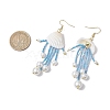 Glass & Natural Shell & Non-magnetic Synthetic Hematite Dangle Earrings EJEW-MZ00383-03-3