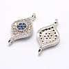 Eye Flat Round Brass Micro Pave Cubic Zirconia Links ZIRC-J009-06P-1