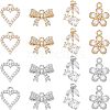 16Pcs 8 Style  Rack Plating Brass Micro Pave Cubic Zirconia Charms ZIRC-FH0001-17-1