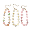 3Pcs Brass Enamel Link Chain Bracelets for Women BJEW-JB01439-2