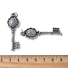 Key Brass Natural Grey Agate Big Pendants KK-D361-01AS-24-3