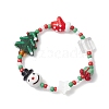 Christmas Theme Glass Beaded Stretch Bracelets BJEW-TA00531-1