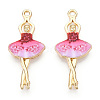 Printed Light Gold Tone Alloy Pendants ENAM-N056-207B-2