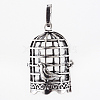 Rack Plating Brass Cage Pendants X-KK-Q402-14AS-1