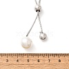 304 Stainless Steel Round Shell Pearl Pendant Lariat Necklaces for Women NJEW-U031-04P-3