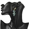 Brass with Raw Rough Natural Aquamarine Beads Stud Dangle Earrings EJEW-JE07474-02-2