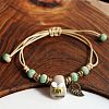 Adjustable Handmade Porcelain Flower Beads Braided Beads Bracelets WGFB2A7-10-1