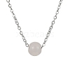 Natural Rose Quartz Round Bead Pendant Necklaces NJEW-JN04551-02-1