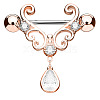 316L Surgical Stainless Steel Clear Cubic Zirconia Teardrop Nipple Stirrup WGE53BF-02-1