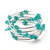 5-Loop Synthetic Turquoise(Dyed) Chip Beaded Wrap Bracelets for Women BJEW-JB01517-09-1