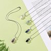 5Pcs 5 Style Natural Mixed Gemstone Bullet Pendant Necklaces Set with 304 Stainless Steel Snake Chains for Women NJEW-JN04147-7