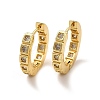 Clear Cubic Zirconia Square Hoop Earrings EJEW-G342-10G-1