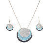 Three Flat Round Zinc Alloy Enamel Pendant Necklaces & Dangle Earrings Sets WGCF00E-02-3