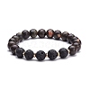 Natural Plum Blossom Jade & Mixed Stone Round Beads Stretch Bracelet BJEW-JB07225-2