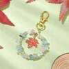 Natural & Synthetic Gemstone Chips Beads & Maple Leaf Alloy Enamel Pendant Decoration KEYC-JKC01018-03-2