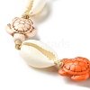 Synthetic Turquoise Tortoise & Natural Shell Braided Bead Bracelets BJEW-TA00367-3