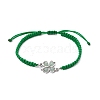 Natural Green Aventurine with 201 Stainless Steel Clover Link Braided Bracelets BJEW-JB11296-1