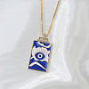 Brass Enamel Rectangle with Evil Eye Pendant Necklaces FS-WG7D7CE-04-1